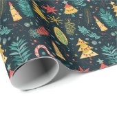 Weihnachtsbaummuster - Feierlicher Urlaub Geschenkpapier (Rolleneckpunkt)