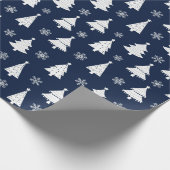 Weihnachtsbaummuster für Navy & White Geschenkpapier (Ecke)