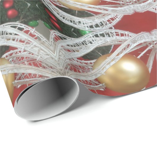 Weihnachtsbaummuster Geschenkpapier (Rolleneckpunkt)