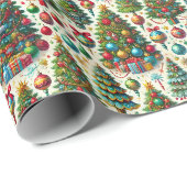 Weihnachtsbaummuster Geschenkpapier (Rolleneckpunkt)