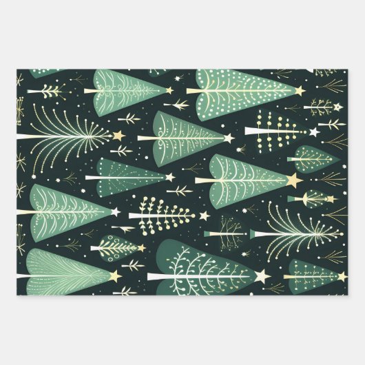 Weihnachtsbaummuster Geschenkpapier Set (Vorderseite 2)