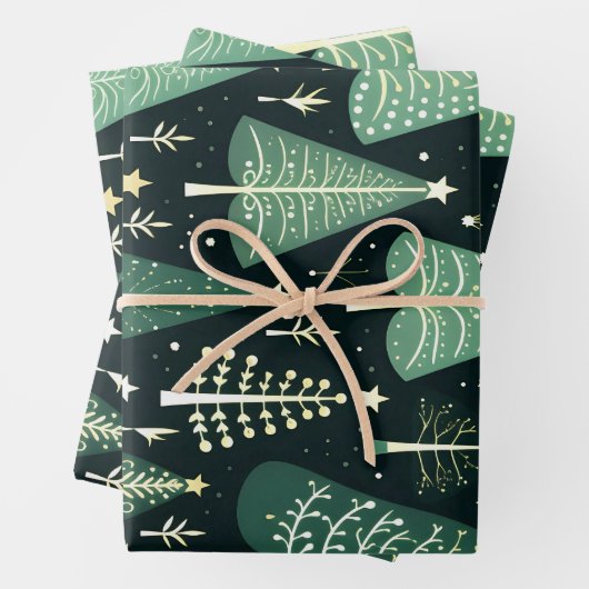 Weihnachtsbaummuster Geschenkpapier Set (Beispiel)