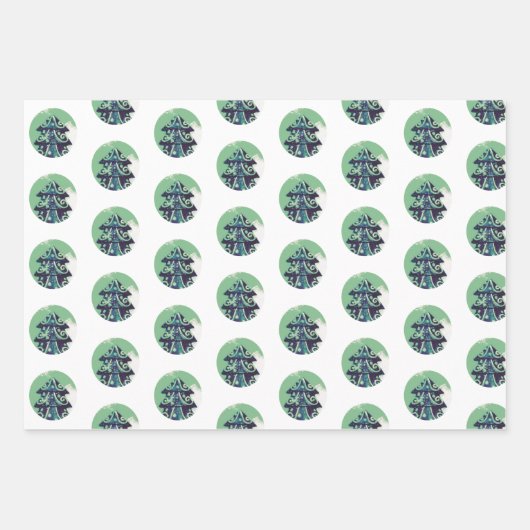 Weihnachtsbaummuster Geschenkpapier Set (Vorderseite)