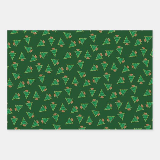 Weihnachtsbaummuster Geschenkpapier Set (Vorderseite 2)