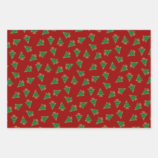 Weihnachtsbaummuster Geschenkpapier Set (Vorderseite)