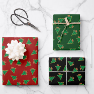 Weihnachtsbaummuster Geschenkpapier Set