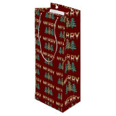 Weihnachtsbaummuster Geschenktüte Für Weinflaschen (Rückseite Schrägansicht)