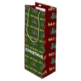 Weihnachtsbaummuster Geschenktüte Für Weinflaschen
