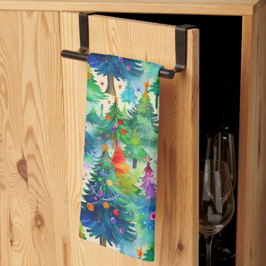 Weihnachtsbaummuster Geschirrtuch (Drittel gefaltet)