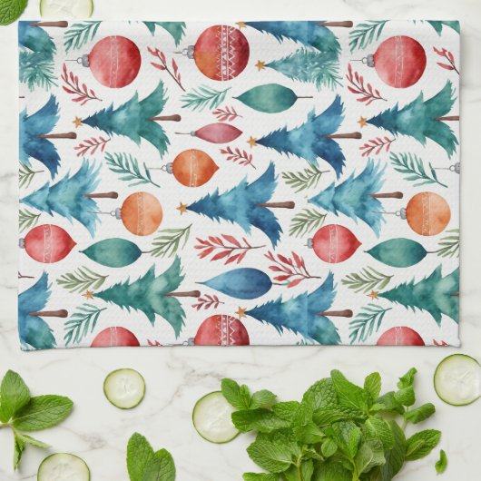 Weihnachtsbaummuster Geschirrtuch (Gefaltet)