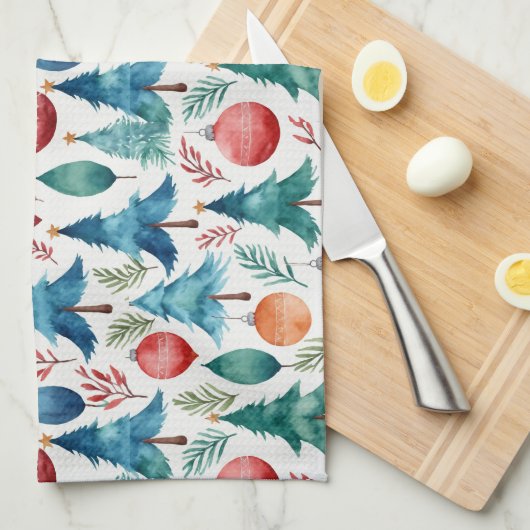 Weihnachtsbaummuster Geschirrtuch (Viertel Falte)