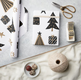 Weihnachtsbaummuster | Gold | Minimalistisch Geschenkpapier