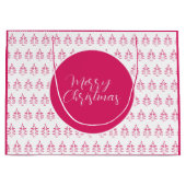 Weihnachtsbaummuster Heiße Farbe Rosa Große Geschenktüte (Vorderseite)
