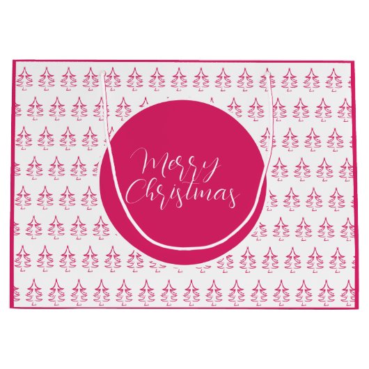 Weihnachtsbaummuster Heiße Farbe Rosa Große Geschenktüte (Vorderseite)