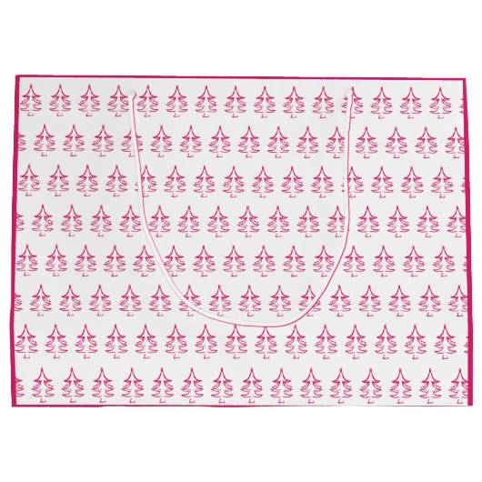 Weihnachtsbaummuster Heiße Farbe Rosa Große Geschenktüte (Rückseite)