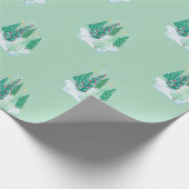 Weihnachtsbaummuster im grünen Hintergrund Geschenkpapier (Ecke)
