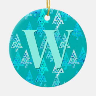 Weihnachtsbaummuster in Aqua Personalisiert Keramik Ornament