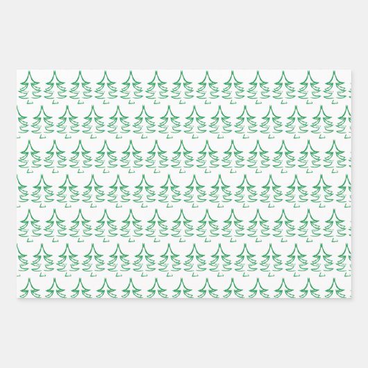 Weihnachtsbaummuster in Rot, Blau, Grün Geschenkpapier Set (Vorderseite 2)