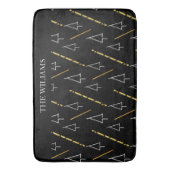 Weihnachtsbaummuster in Schwarz, Weiß und Gold Badematte (Vorderseite Vertikal)