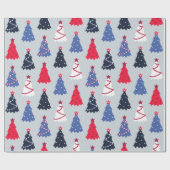 Weihnachtsbaummuster in verschiedenen Farben Geschenkpapier (Flach)