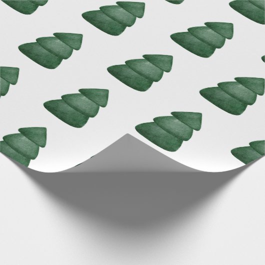 Weihnachtsbaummuster in Wasserfarbe. Kiefernholz Geschenkpapier (Ecke)