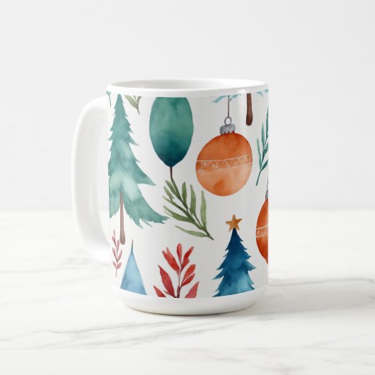 Weihnachtsbaummuster Kaffeetasse (Vorderseite Links)
