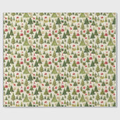 Weihnachtsbaummuster mit dem Weihnachtsmann & Gnom Geschenkpapier (Flach)