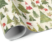 Weihnachtsbaummuster mit dem Weihnachtsmann & Gnom Geschenkpapier (Rolleneckpunkt)