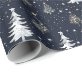Weihnachtsbaummuster mit Gold und Silberstern Geschenkpapier (Rolleneckpunkt)