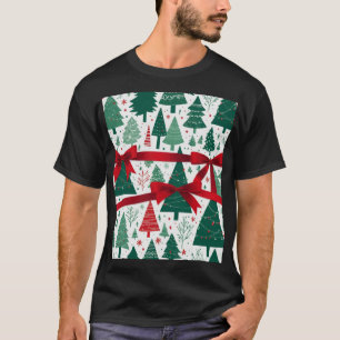 Weihnachtsbaummuster mit Rotem Band T-Shirt