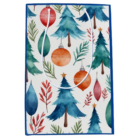 Weihnachtsbaummuster Mittlere Geschenktüte (Vorderseite)