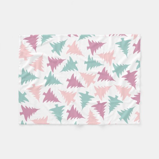 Weihnachtsbaummuster pastellfarben lila grün fleecedecke (Vorderseite (Horizontal))