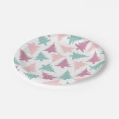 Weihnachtsbaummuster pastellfarben lila grün pappteller (Schrägansicht)