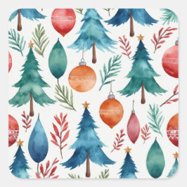 Weihnachtsbaummuster Quadratischer Aufkleber