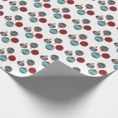 Weihnachtsbaummuster Rot und Türkis Geschenkpapier (Ecke)