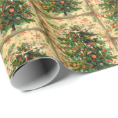 Weihnachtsbaummuster rustikaler Retro Geschenkpapier (Rolleneckpunkt)