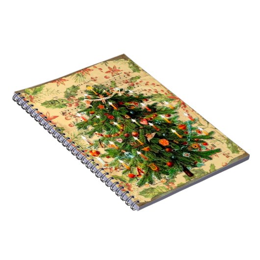 Weihnachtsbaummuster rustikaler Retro Notizblock (Rechte Seite)