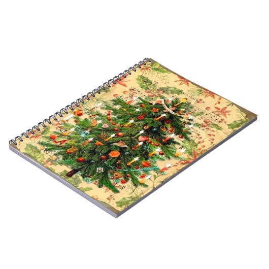 Weihnachtsbaummuster rustikaler Retro Notizblock (Linke Seite)