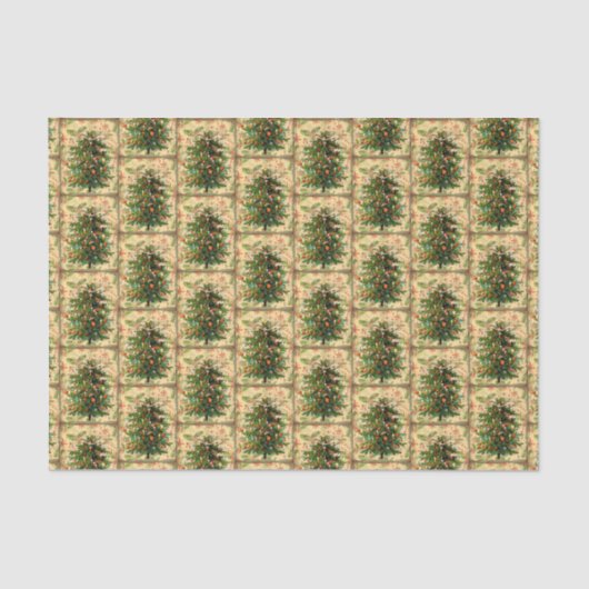 Weihnachtsbaummuster rustikaler Retro Seidenpapier (Vorderseite)