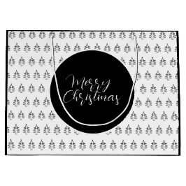 Weihnachtsbaummuster Schwarz-Weiß Große Geschenktüte