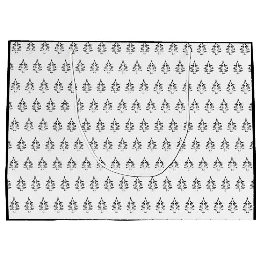 Weihnachtsbaummuster Schwarz-Weiß Große Geschenktüte (Rückseite)