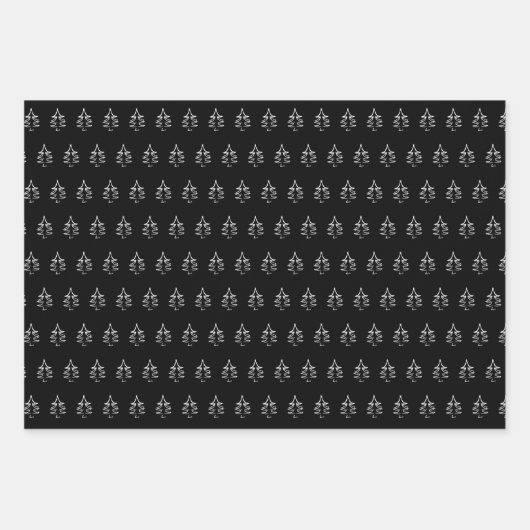 Weihnachtsbaummuster Schwarz-Weiß-Grün Geschenkpapier Set (Vorderseite 2)