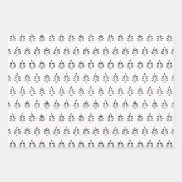 Weihnachtsbaummuster Schwarz-Weiß-Grün Geschenkpapier Set