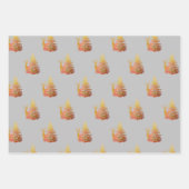 Weihnachtsbaummuster Set von 3 Grau Geschenkpapier Set (Vorderseite 3)