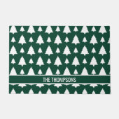 Weihnachtsbaummuster und Text in Grün und Weiß Fußmatte (Vorderseite)
