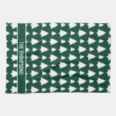 Weihnachtsbaummuster und Text in Grün und Weiß Geschirrtuch (Horizontal)