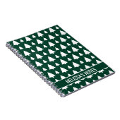 Weihnachtsbaummuster und Text in Grün und Weiß Notizblock (Rechte Seite)