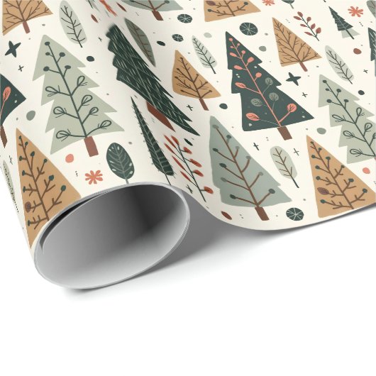 Weihnachtsbaummuster Vintager Urlaub Geschenkpapier (Rolleneckpunkt)