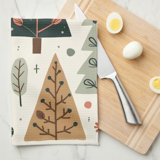 Weihnachtsbaummuster Vintager Urlaub Geschirrtuch (Viertel Falte)