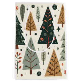 Weihnachtsbaummuster Vintager Urlaub Mittlere Geschenktüte